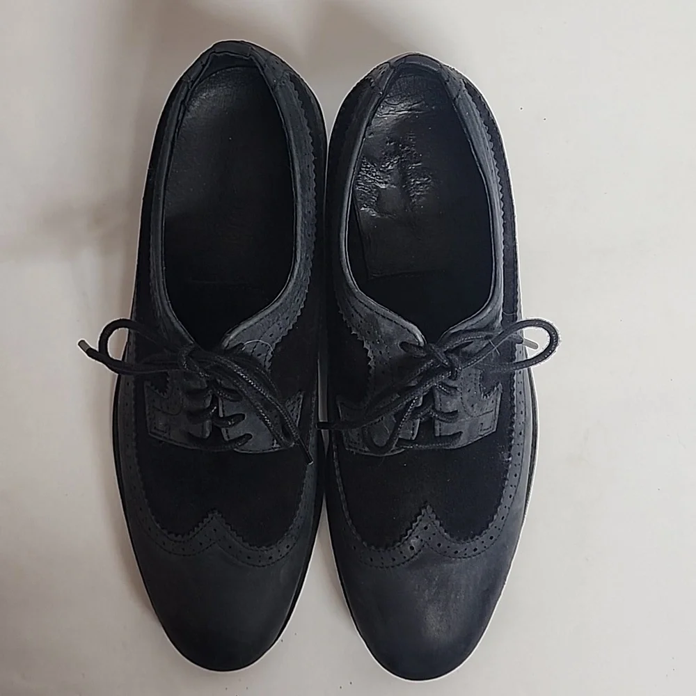 Brusque Size 43/10 Classic Wingtip Black Mens Leather Quality Oxford Shoes